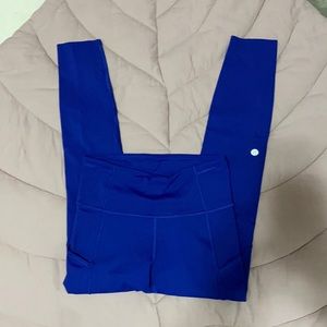 Lululemon Blue Fast and Free 25” sz4 with pockets